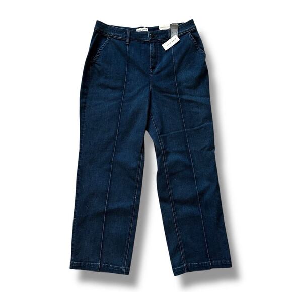 New Lane Bryant Signature Fit Wide Leg High Rise 16 S Denim Dark Blue Jeans NWT - Picture 1 of 8